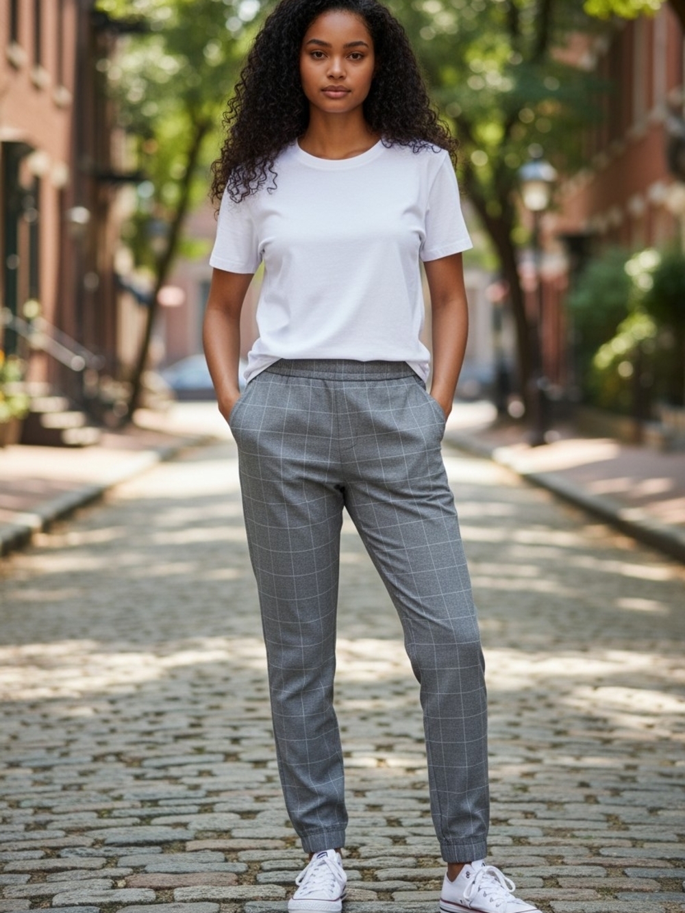 Apt. 9 Plaid Grey Jogger Work Pants, NWT, Small